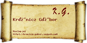 Kránicz Gábor névjegykártya